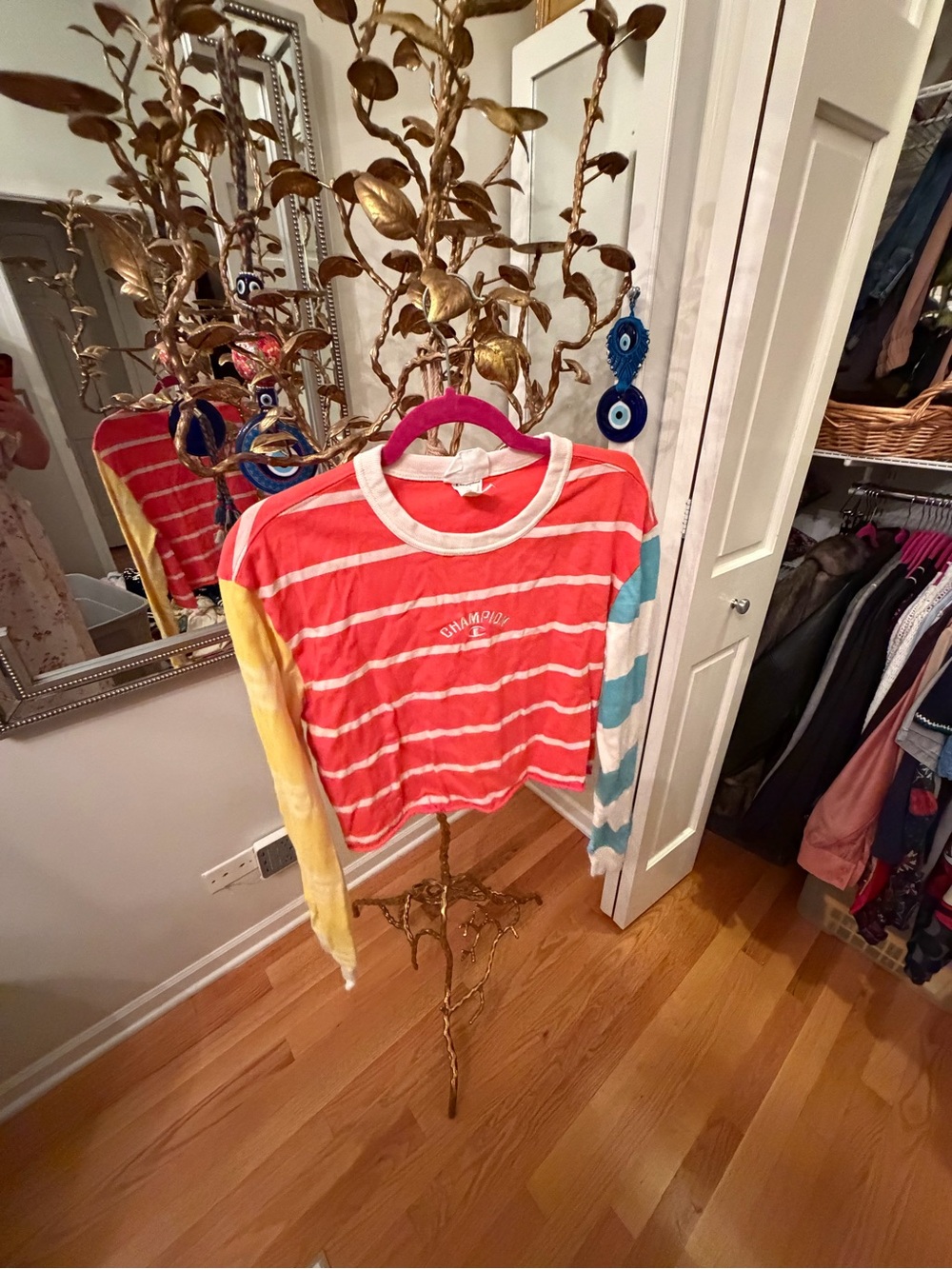 Champion Colorblock Striped Long-Sleeve Tee - Red, Yellow & Blue